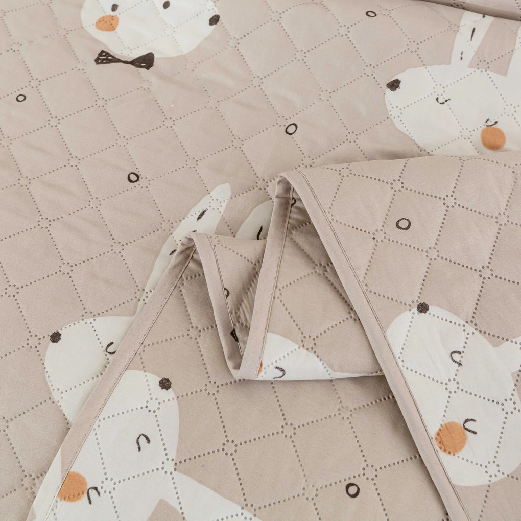 Narzuta na łóżko ze wzorem WHITE RABBIT, beżowy Rozmiar: 170 x 210 cm