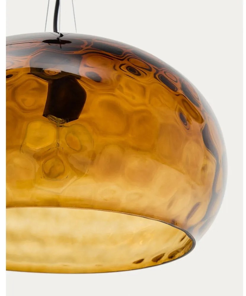 Szklana lampa wisząca w bursztynowym kolorze ze szklanym kloszem ø 40 cm Balma – Kave Home