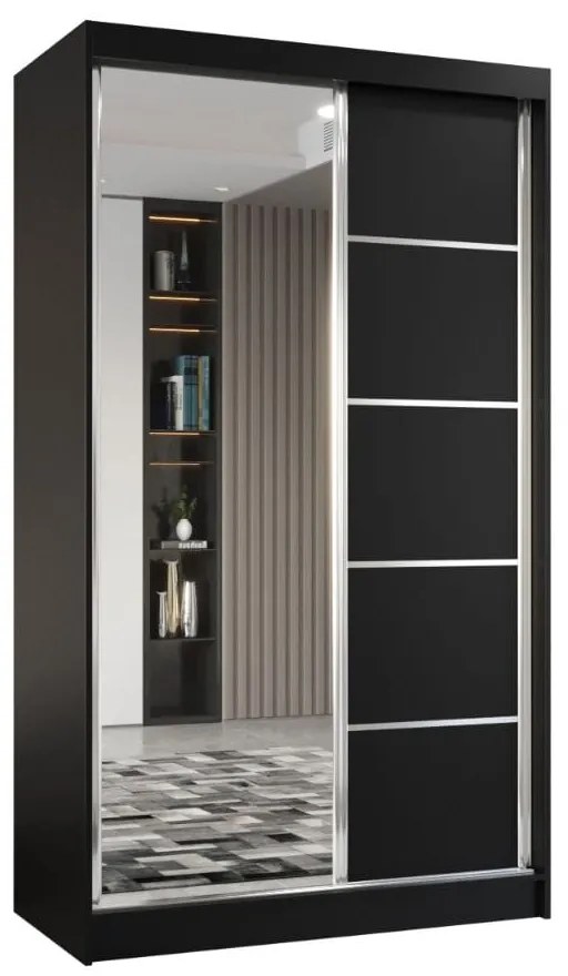 Szafa przesuwna - Marco 120 cm, czarny mat