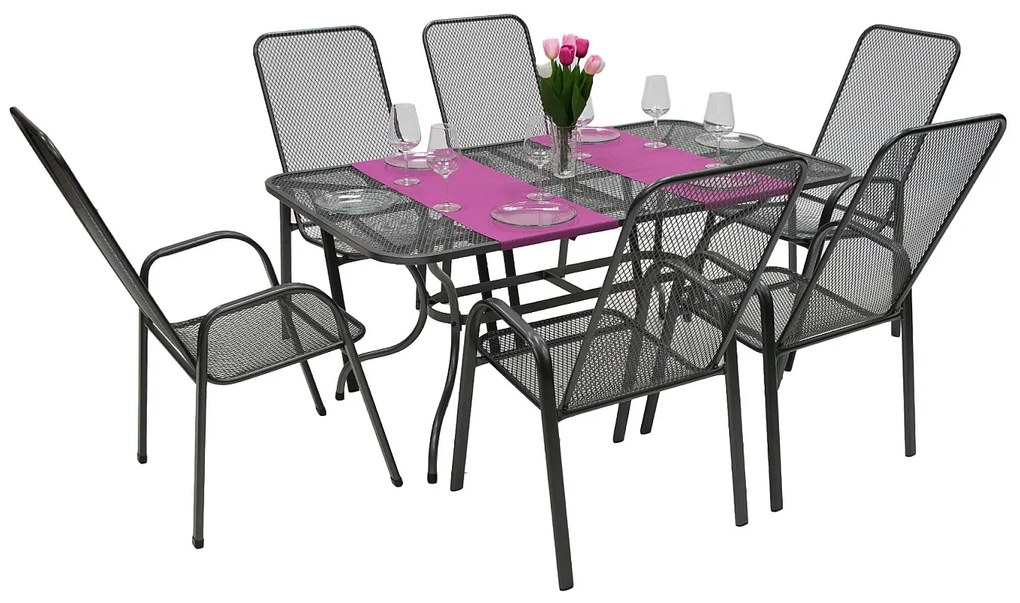 Metalowy zestaw ogrodowy SANDRA 1 + 6 stół 145x90 cm (CT309)