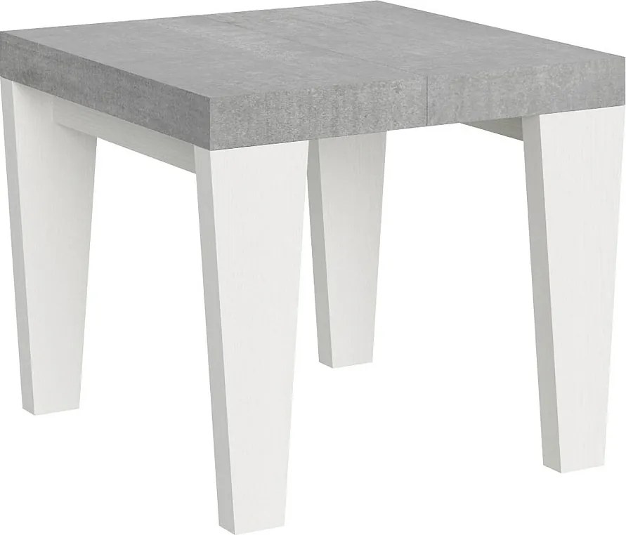 Stół rozkładany 90x90/246 cm Blat cementowy Spimbo Mix - Nogi z białego jesionu