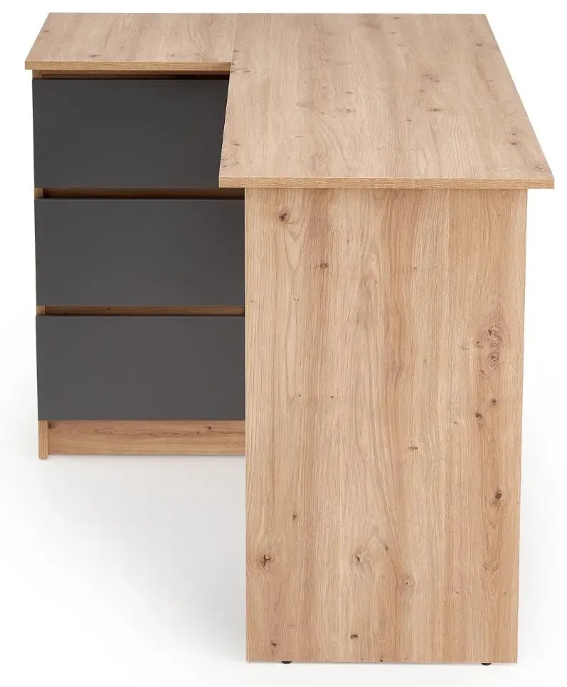 Biurko narożne BEGA dąb artisan/grafitowe HALMAR