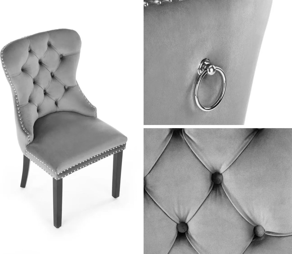 Pikowane velvetowe krzesło z pinezkami Miya