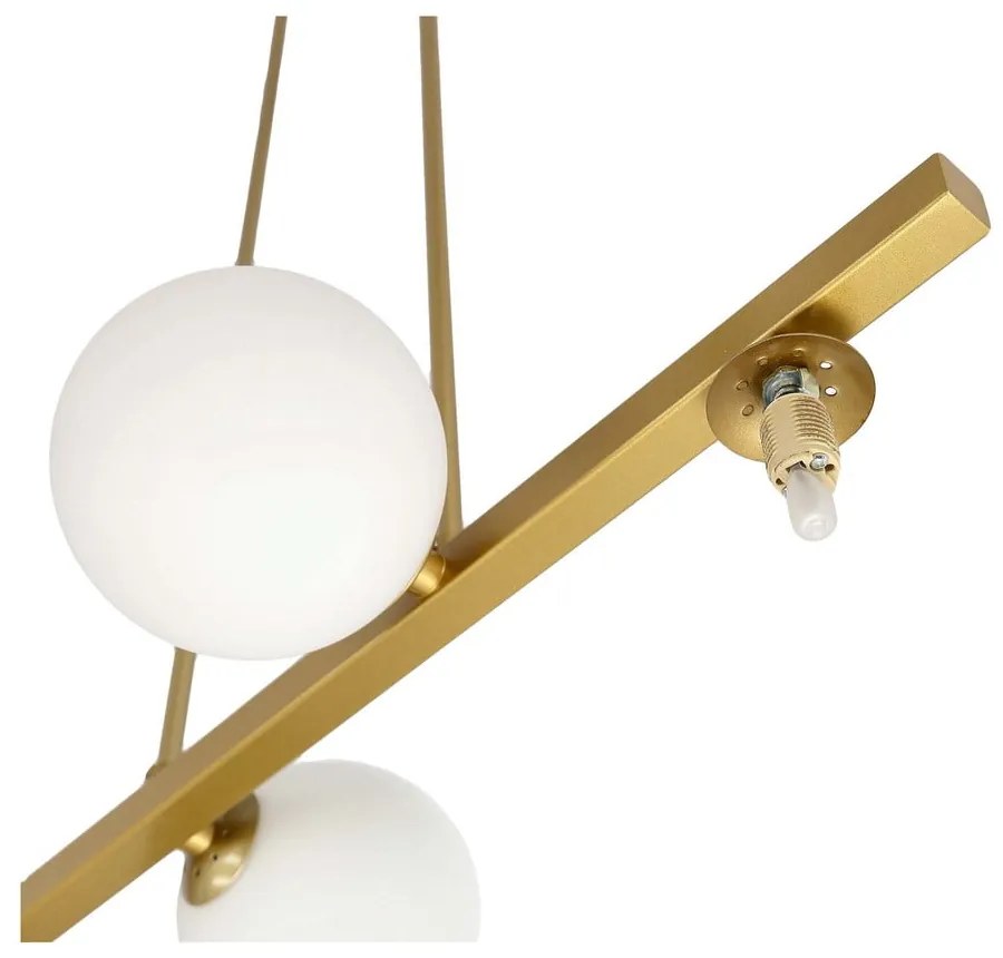 Lampa wisząca w biało-złotym kolorze ze szklanym kloszem Kama – Candellux Lighting