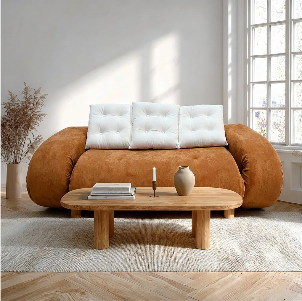 Coco Living Sofa rozkładana Okoa 2-osobowa – pomarańczowy biały