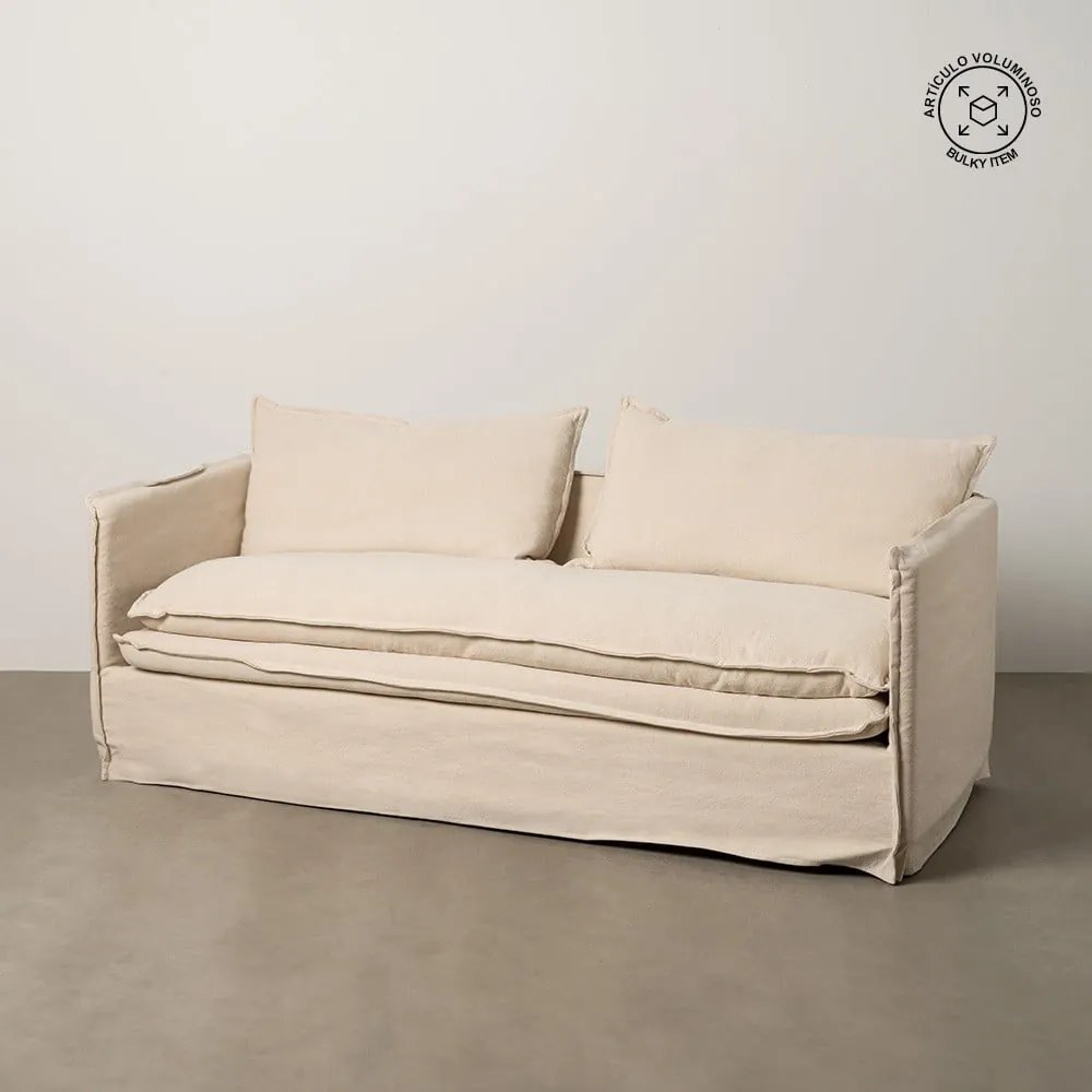 Kremowa lniana sofa 210 cm – Ixia