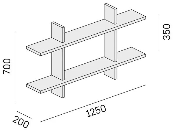 Półka biurowa ścienna podwójna SOLID, 1250 x 200 x 700 mm, biały