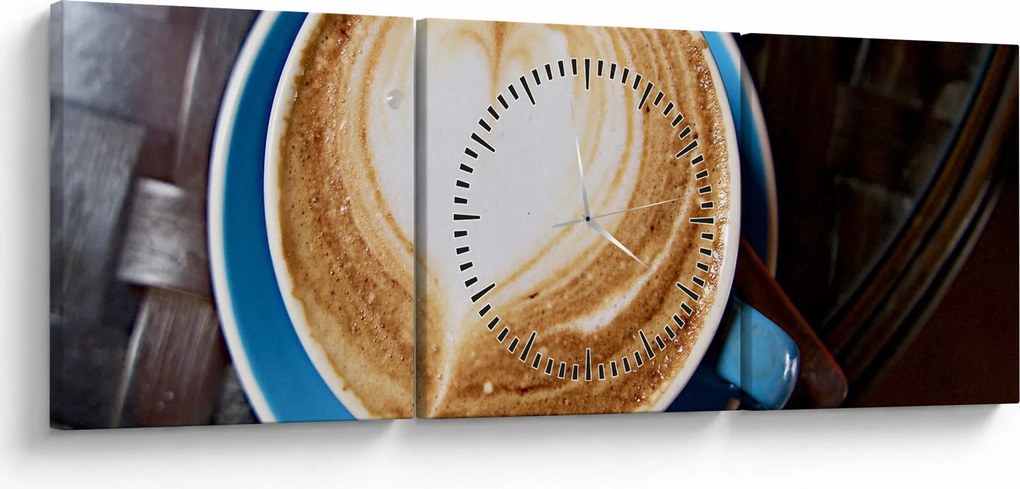 Obraz - Latte Art (z zegarem) (90x30 cm)