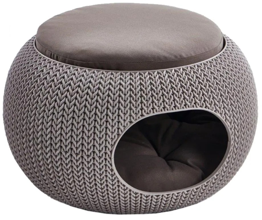 Brązowe plastikowe legowisko dla kota Curver Knit Home