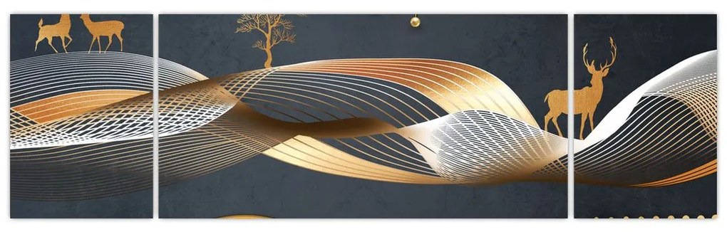 Obraz - Grafika z jeleniem (170x50 cm)