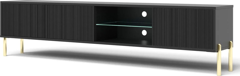 Czarna szafka RTV na złotych nóżkach 175 cm R8-E51