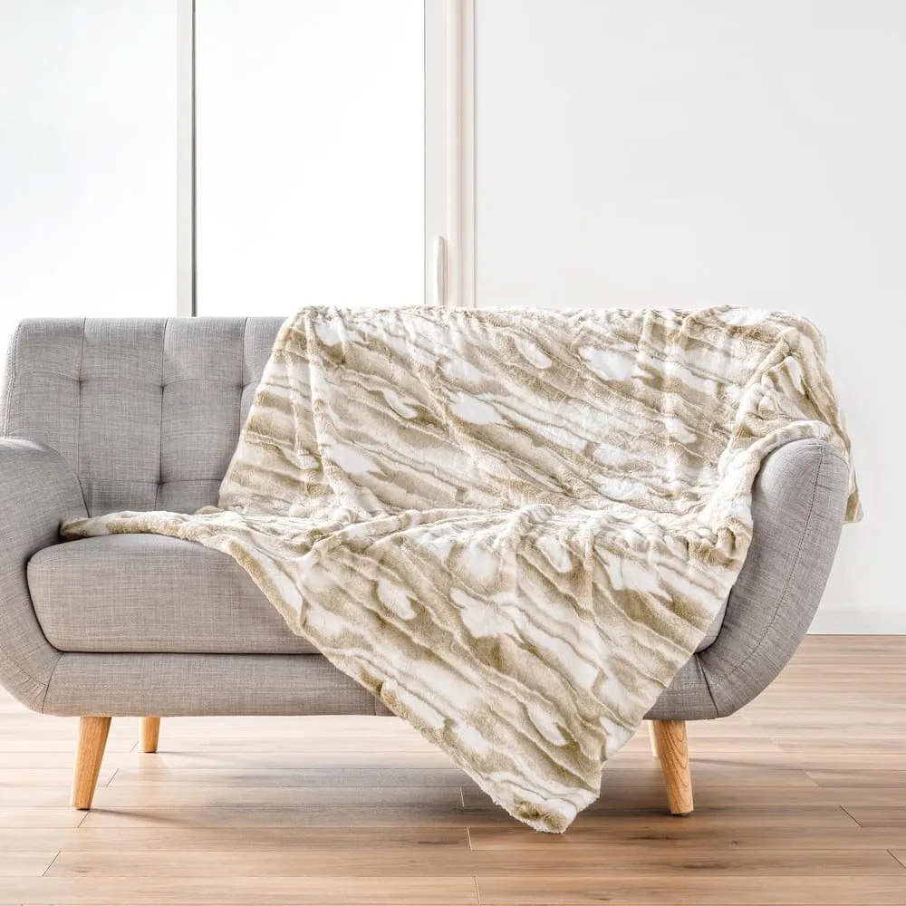 Beżowy koc ze sztucznego futra 180x220 cm Cheyenne – douceur d'intérieur