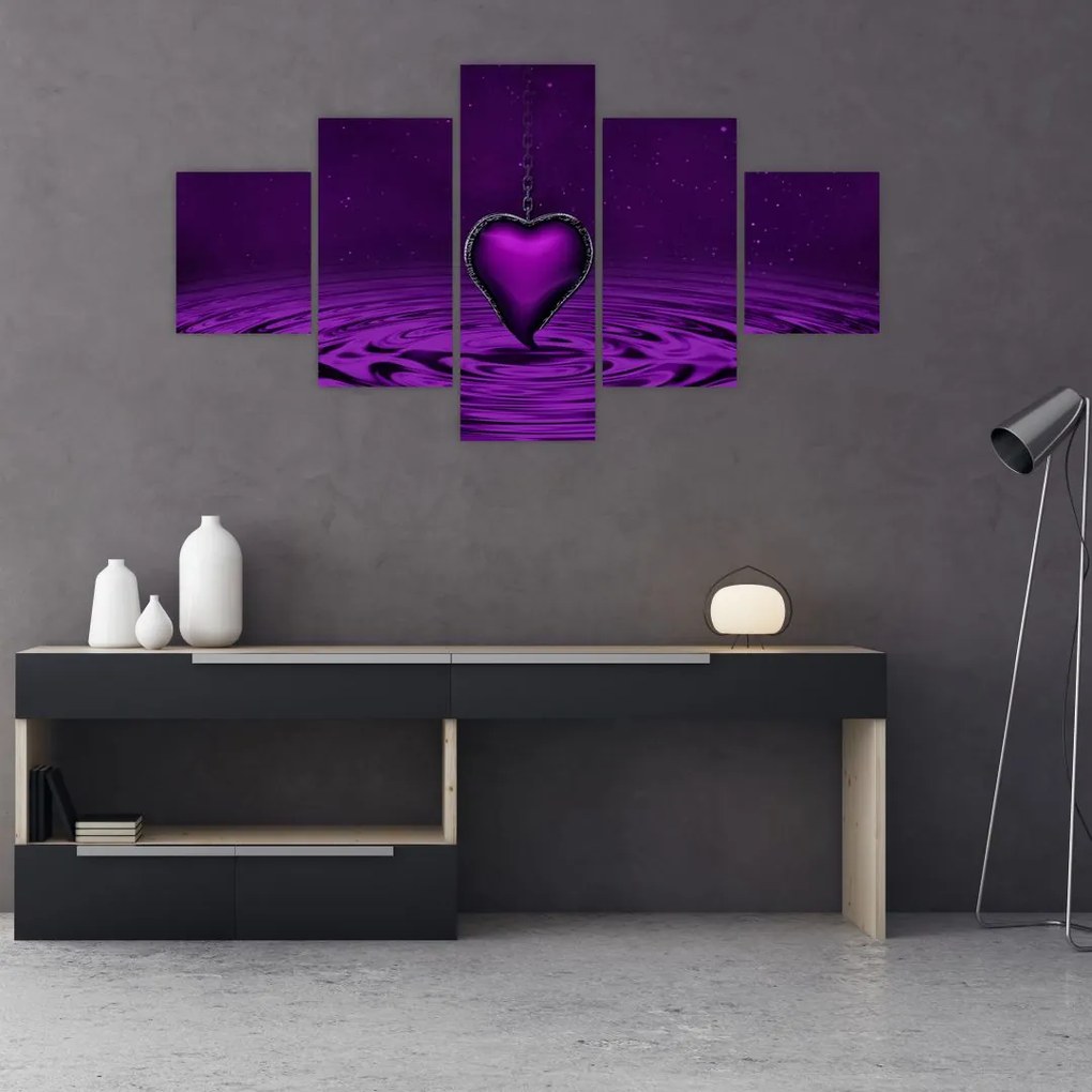 Obraz fioletowego serca (125x70 cm)