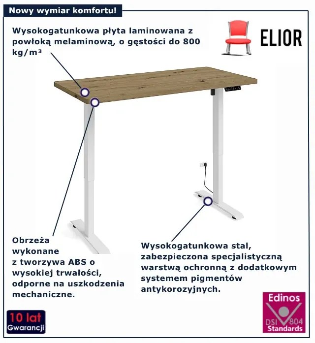 Regulowane biurko dąb artisan + biały L0-D89