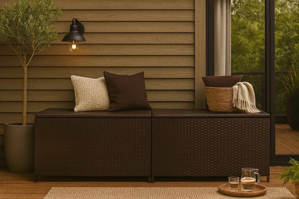 Duża brązowa rattanowa skrzynia ogrodowa S1-E52