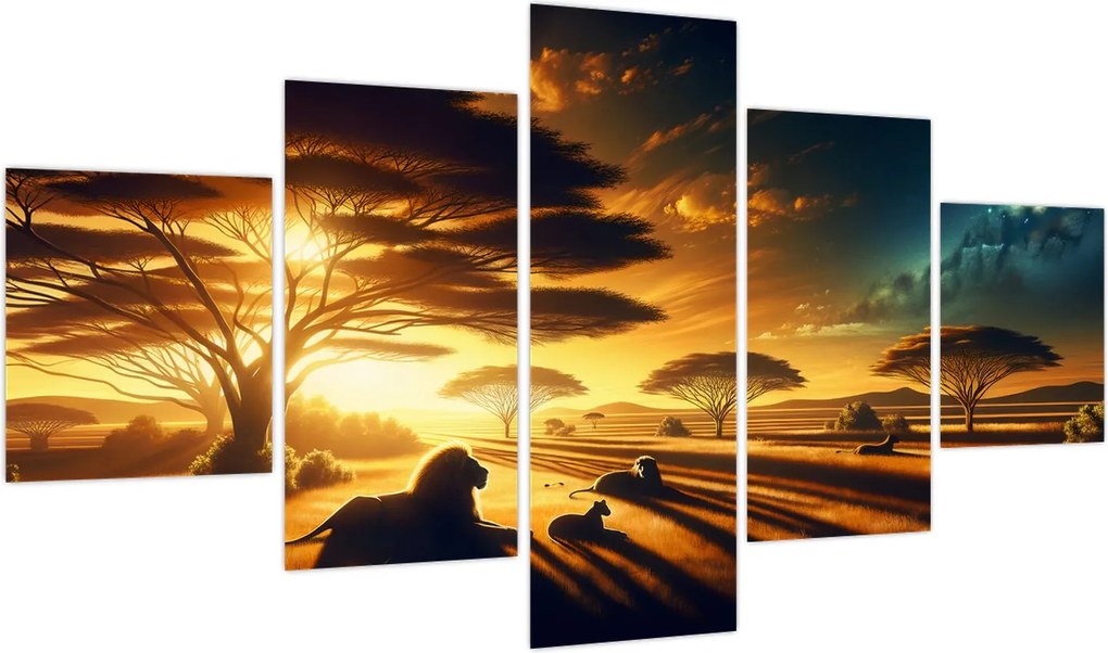 Obraz - Odpoczywające lwy (125x70 cm)