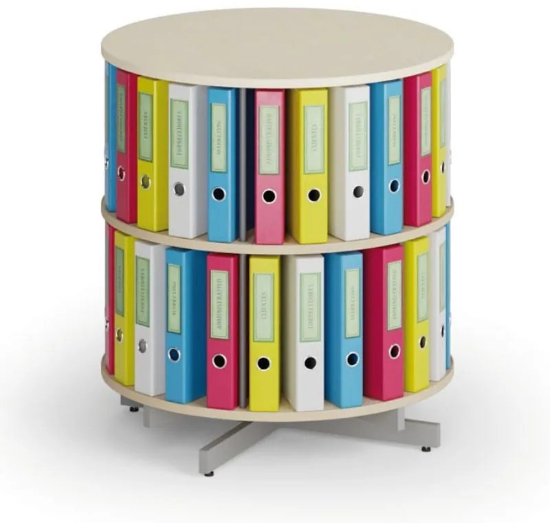 Regał obrotowy na segregatory, 2 półki, brzoza