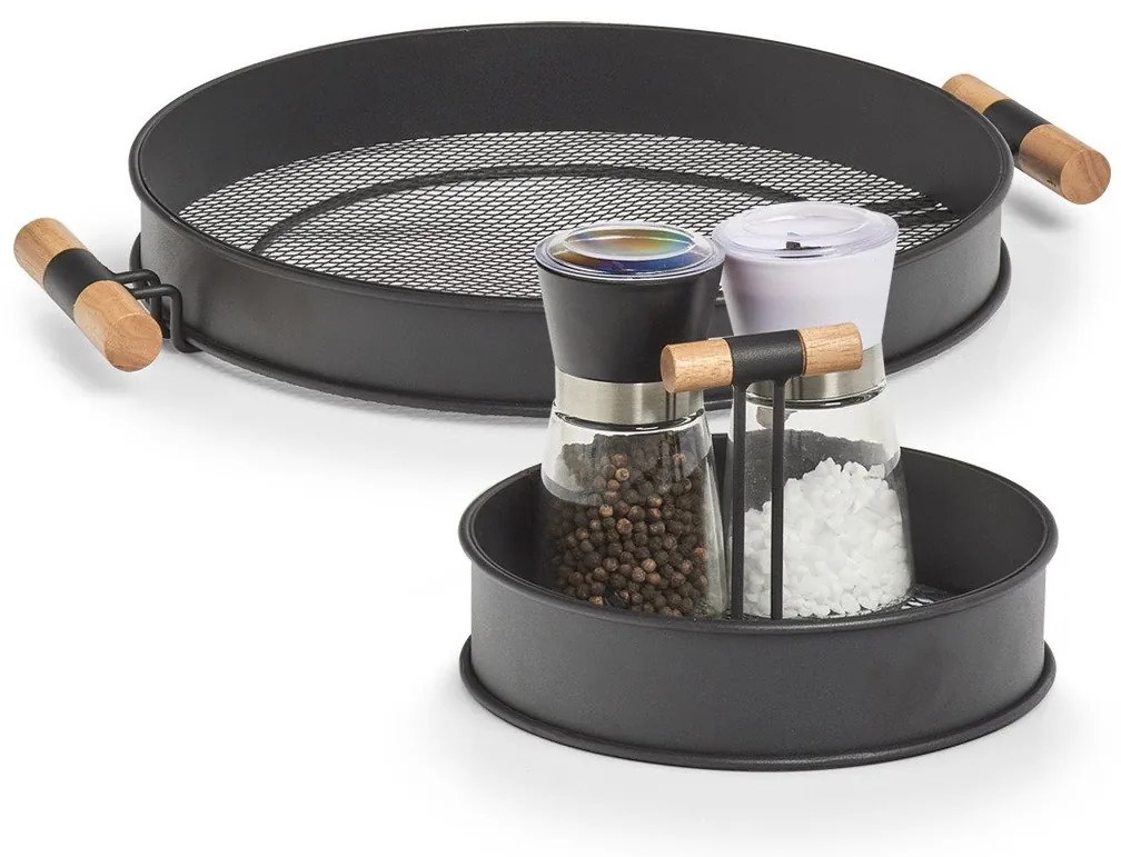 Taca metalowa z uchwytami, struktura siatki, Ø 48 cm, ZELLER