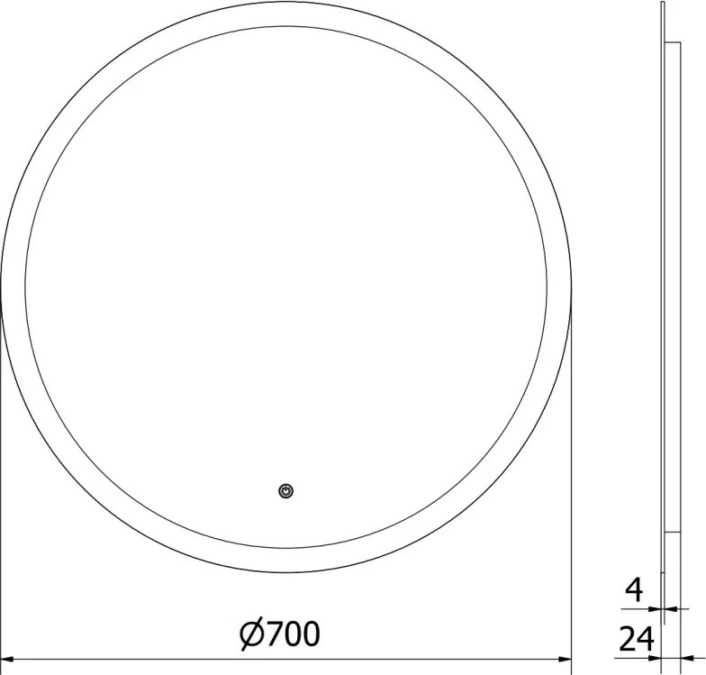 Mexen Oro lustro łazienkowe podświetlane, okragłe 70 cm, LED 6000K, antypara - 9824-070-070-611-00