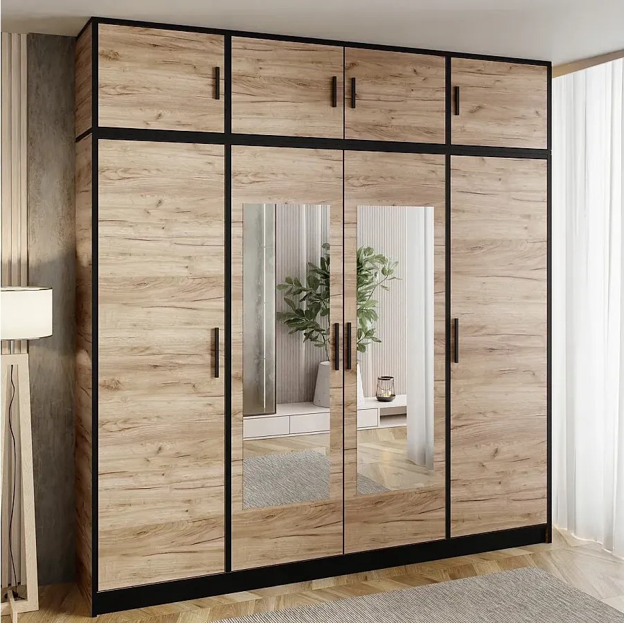 Szafa czterodrzwiowa DIOR 207 4d z nadstawką Dąb craft złoty