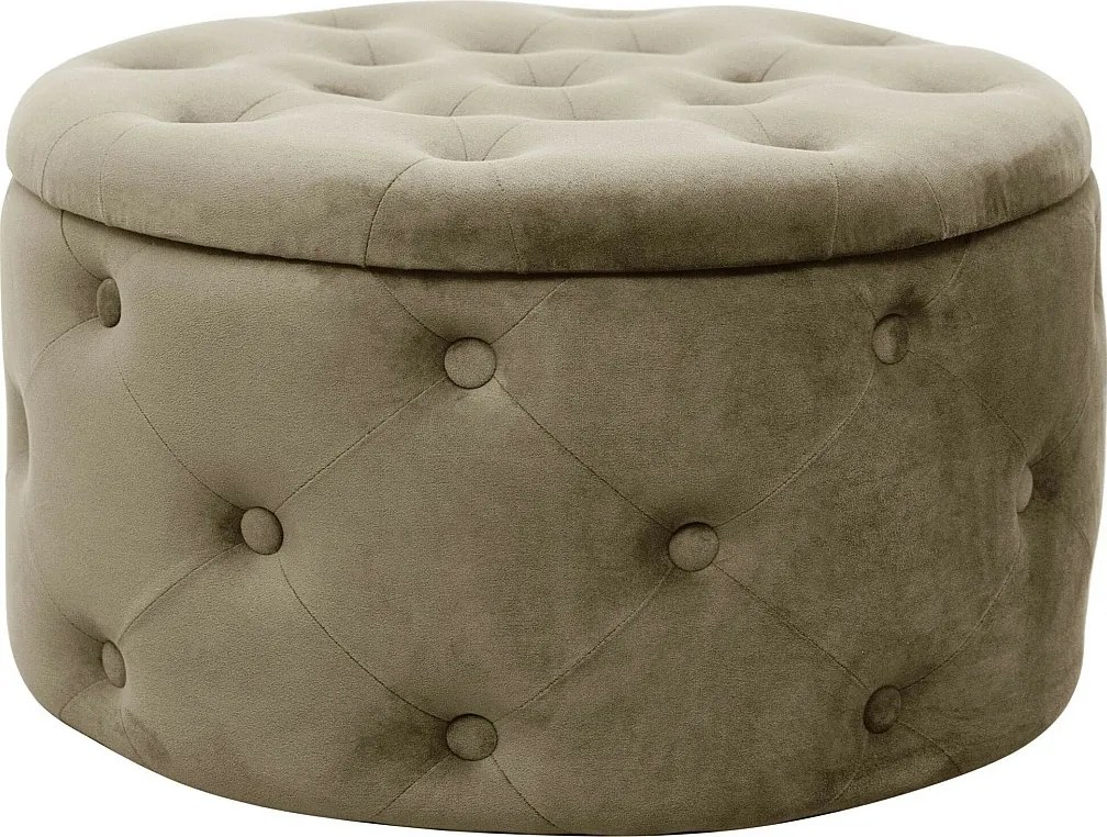 Pufa ze schowkiem okrągła welurowa pikowana AKORD ALIA Beżowa