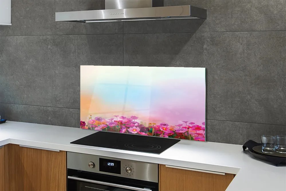 Szklany Panel Polne Kwiaty pod Błękitnym Niebem