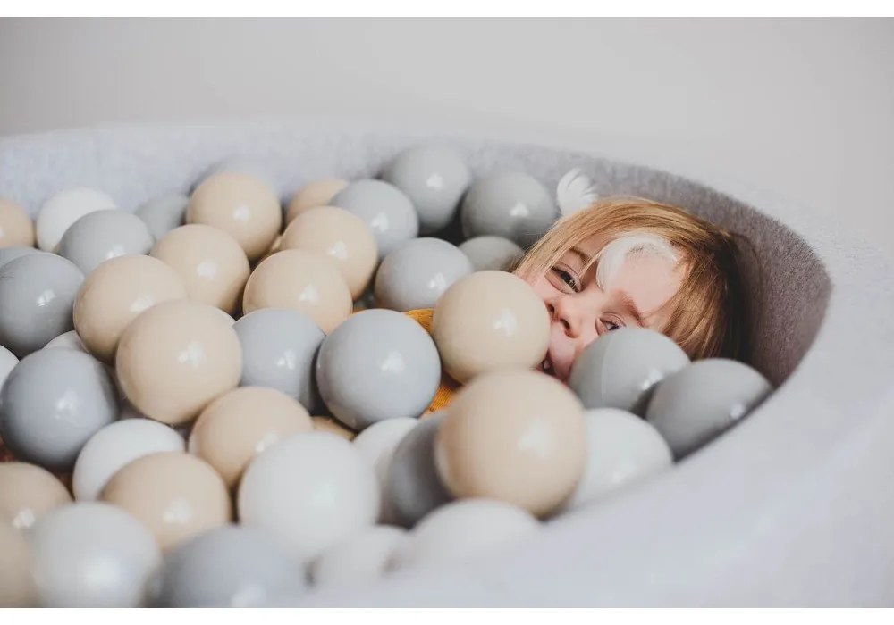 Szary sztruksowy basen z kulkami ø 90x30 cm Montessori – Meowbaby