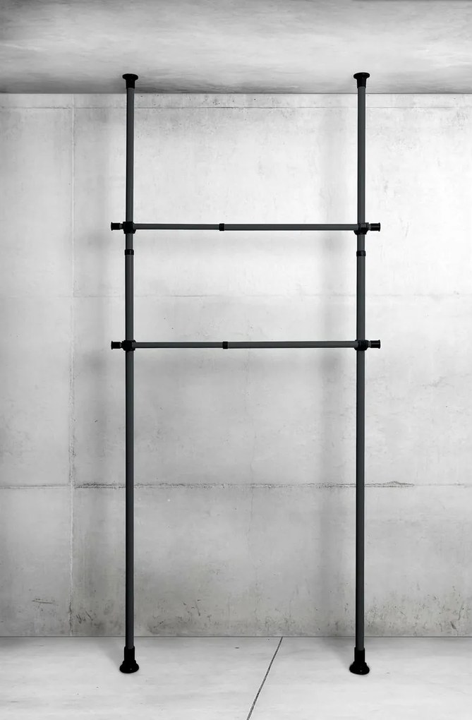 Wenko Zestaw 2 teleskopowych drążków poziomych Herkules, czarne