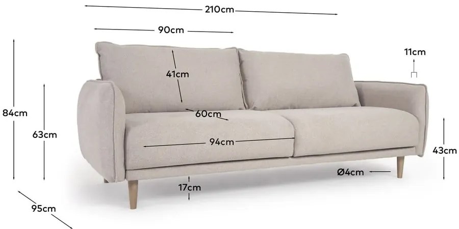 Beżowa sofa 210 cm Carlota − Kave Home