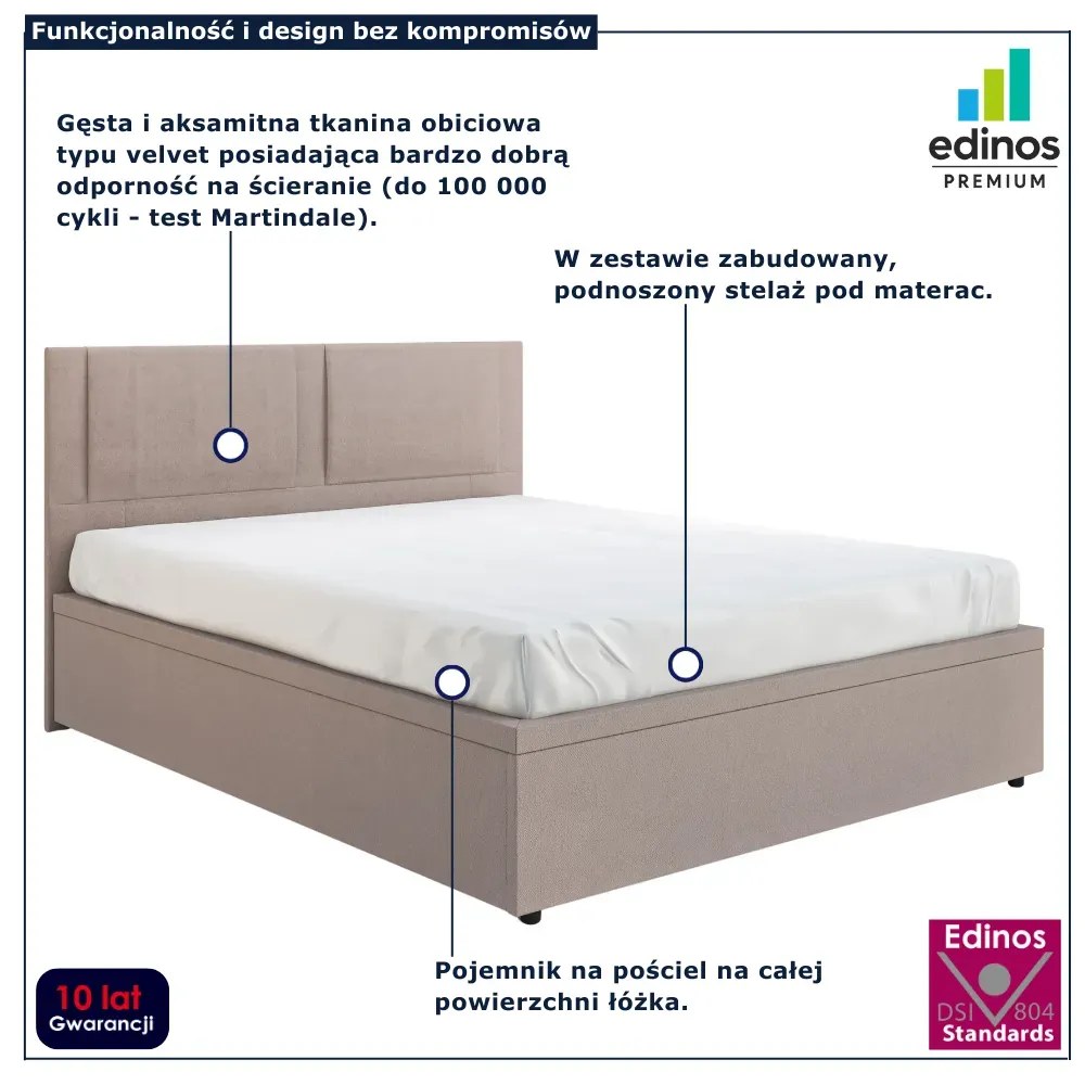 Beżowe łóżko tapicerowane z podnoszonym stelażem B0-G82
