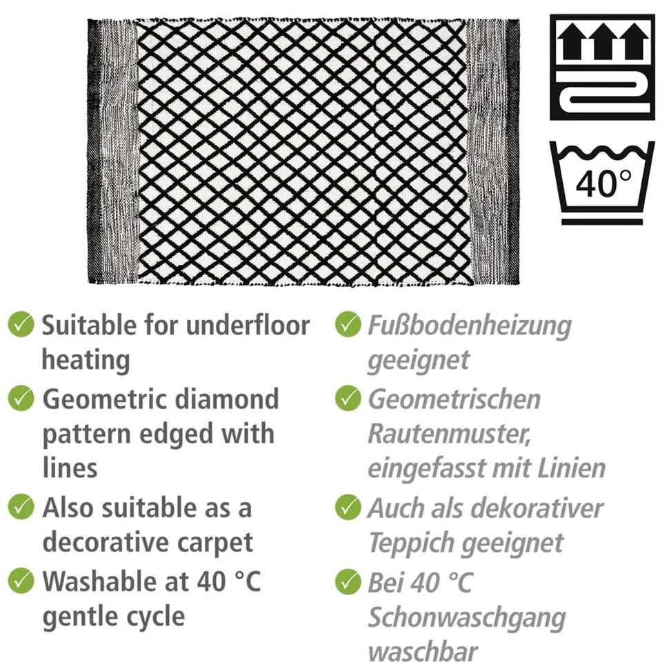 Czarno-biały dywanik łazienkowy z plastiku z recyklingu 50x80 cm Tara – Wenko