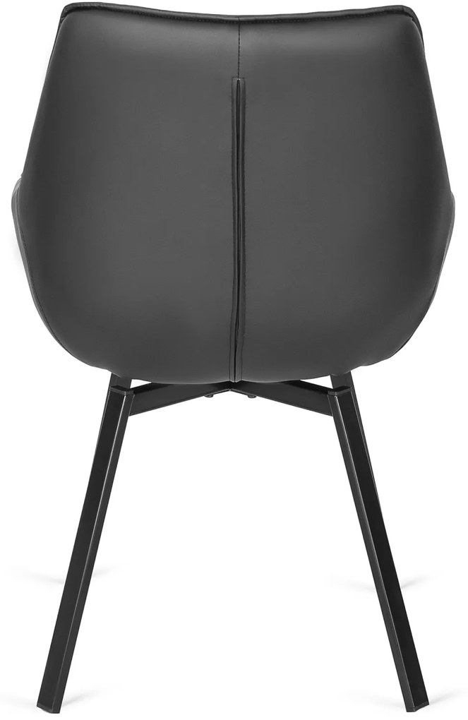 Krzesło Tapicerowane Obrotowe do Salonu LUNA Czarne Ekoskóra Nowoczesne Loft