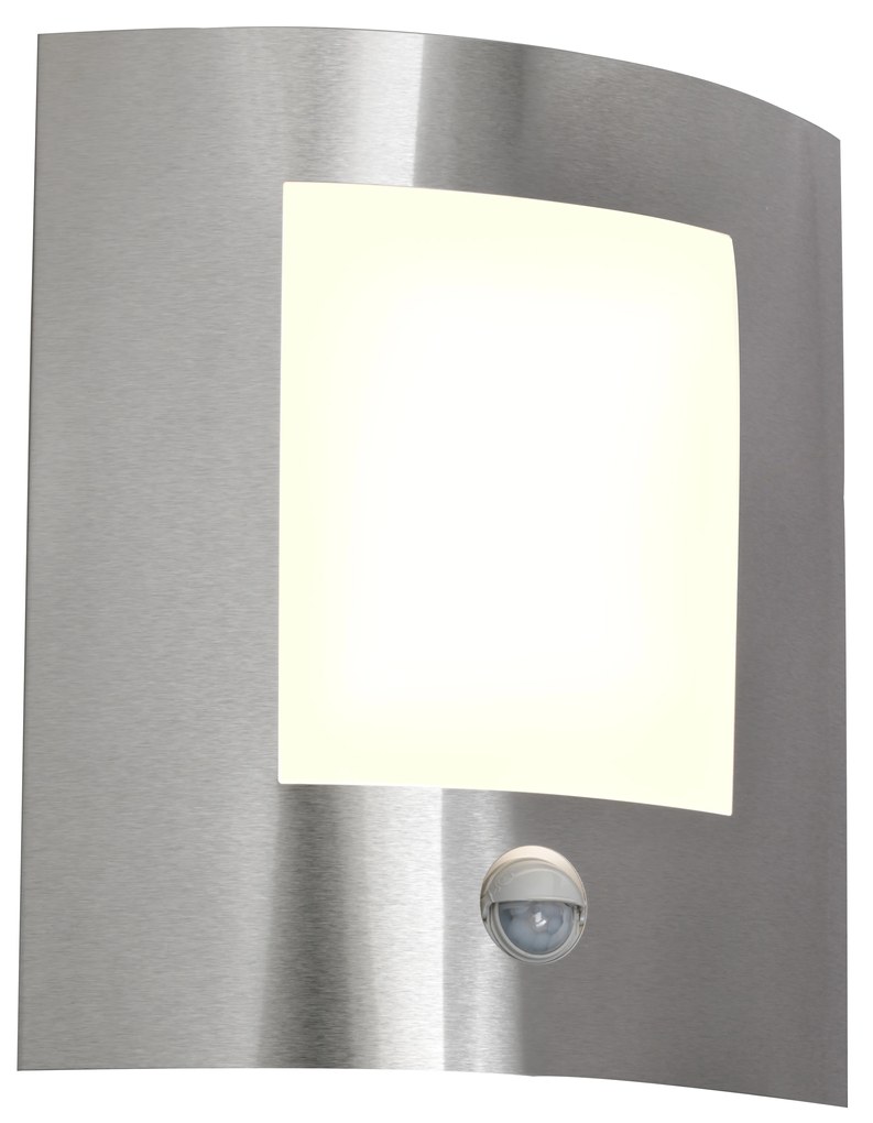 Zewnetrzna Nowoczesna lampa ścienna zewnętrzna ze stali ze czujnikiem ruchu IP44 - Emmerald 1 Nowoczesny Oswietlenie zewnetrzne