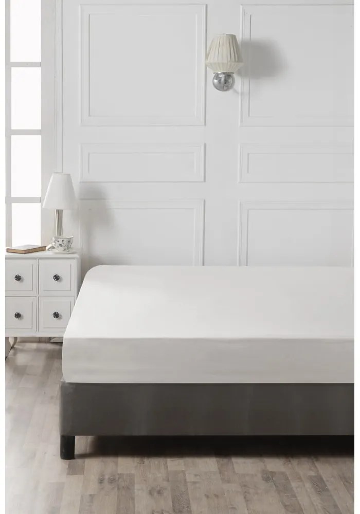 Białe bawełniane prześcieradło z gumką 160x200 cm – Mijolnir