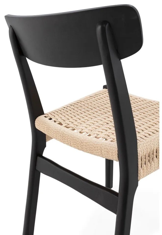 Czarne krzesła zestaw 2 szt. z litego drewna kauczukowego Biel – MOME