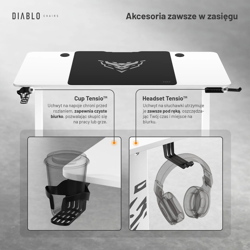 Biurko z regulacją wysokości DIABLO X-TENSIO 1400 białe