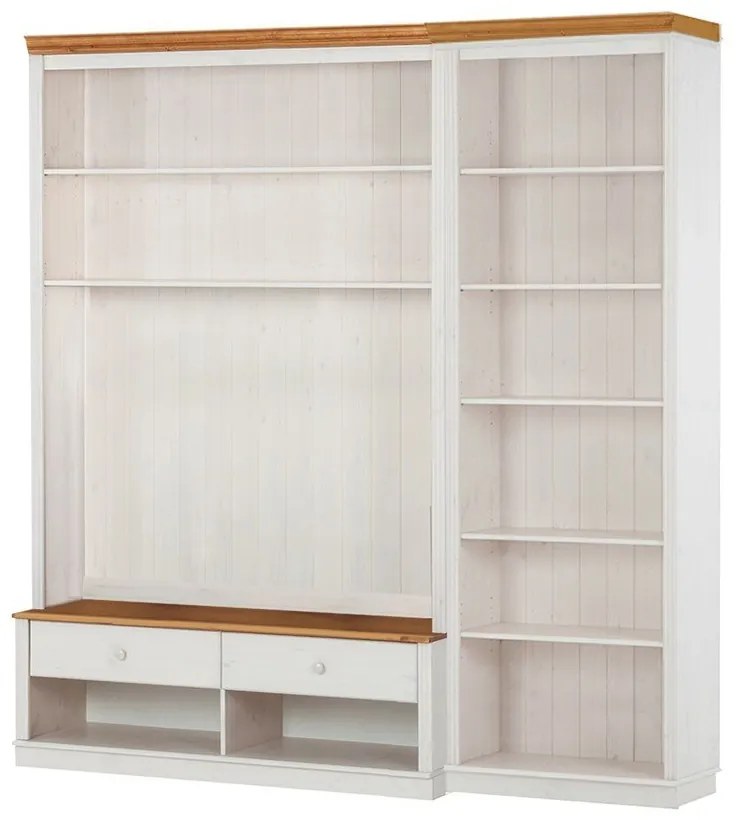 Biały zestaw pod TV z litego drewna sosnowego 214x223 cm Anita – Støraa