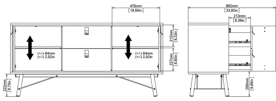 Komoda w dekorze dębu w naturalnym kolorze 150x72x40 cm Ry – Tvilum