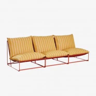 Modułowa Sofa Ogrodowa 3-częściowa Amaro Miód Żółty - Chocolate & Blk Frame - Sklum