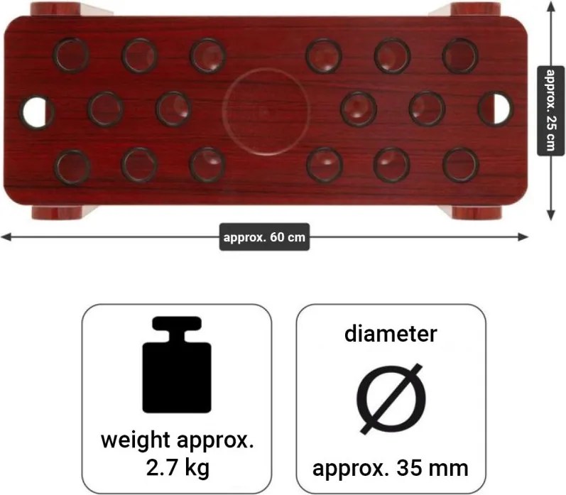 Stojak na kije bilardowe, 60 x 60 x 25 cm, brązowy