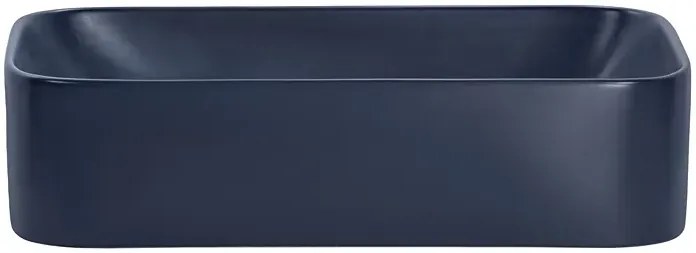 Granatowa ceramiczna umywalka nablatowa + korek - Corden 60 cm