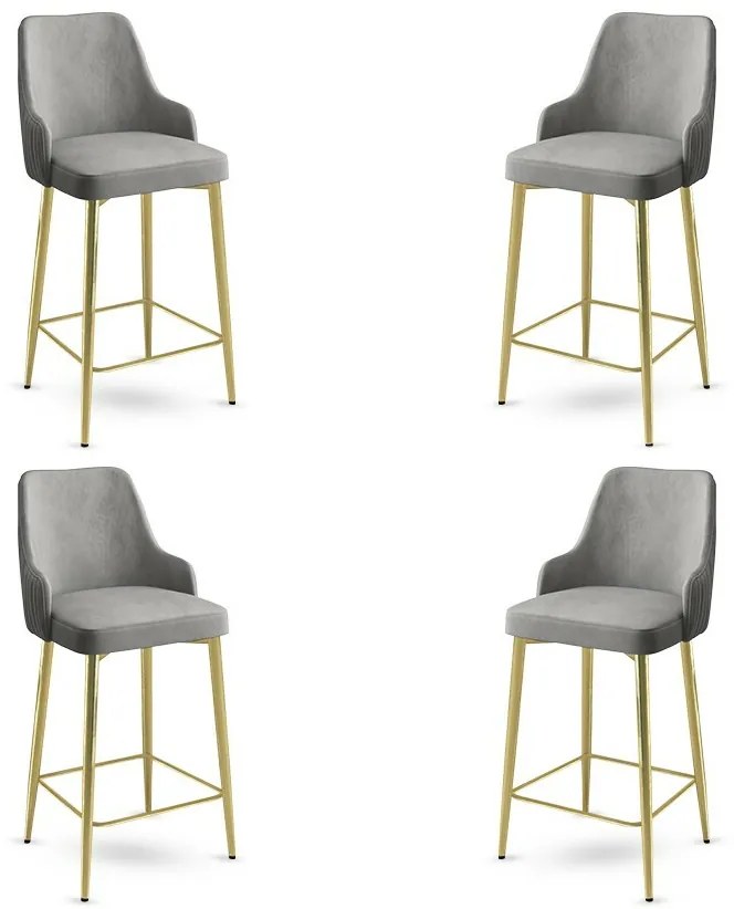 Zestaw krzeseł barowych Enox Grey and Gold, 4 szt.