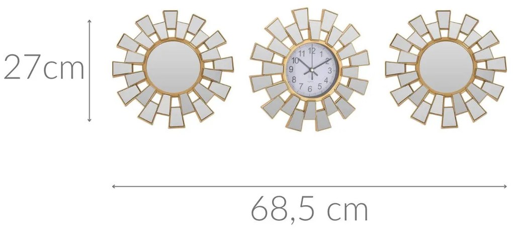 Lustra dekoracyjne w geometrycznych ramach, 2 sztuki + zegar ścienny