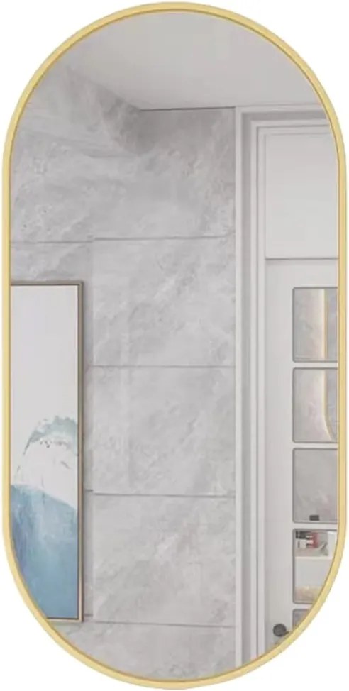 Owalne lustro na ścianę OLVANI 100x50 cm ze złotą ramą