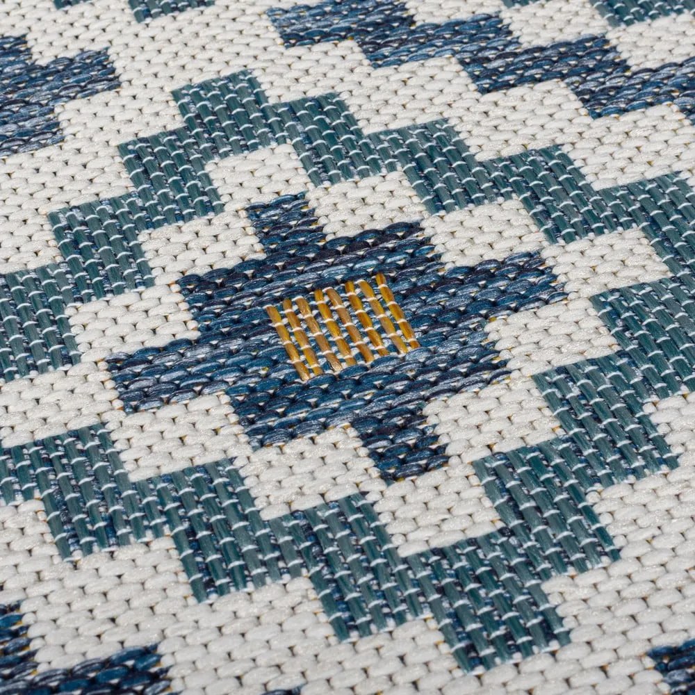 Żółto-niebieski dywan odpowiedni na zewnątrz 120x170 cm Zia Trellis – Flair Rugs