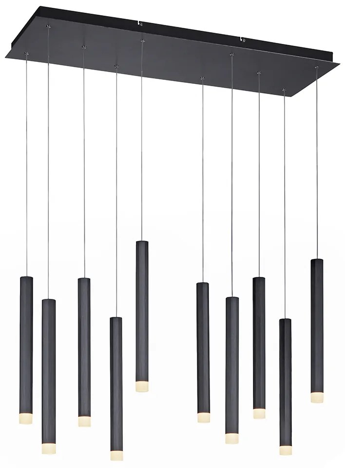Nowoczesna lampa wisząca czarna z LED 10-punktowa - Stanislas Nowoczesny Oswietlenie wewnetrzne