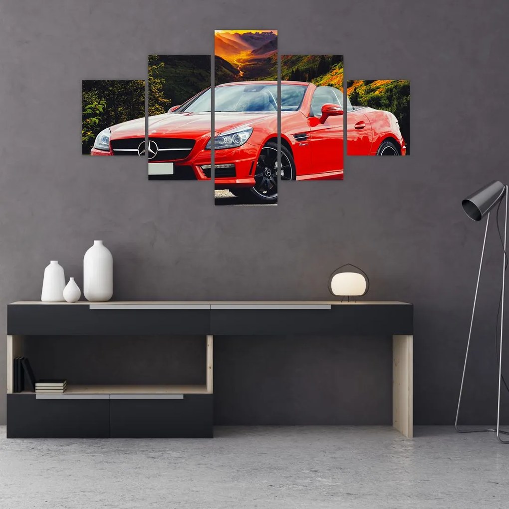 Obraz - czerwony Mercedes (125x70 cm)