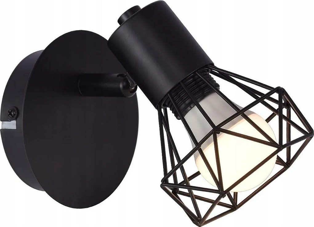 Reflektory sufitowe Czarny reflektor sufitowy Retro lampa sufitowa E14 Regulowana 1 żarówka 350° 40w