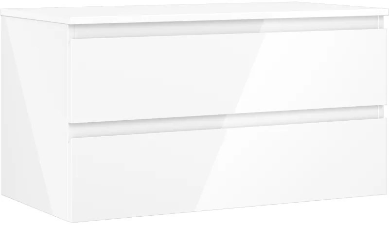 Mexen Orio szafka łazienkowa podumywalkowa 90 cm z blatem, 2 szuflady, biała połysk - 91A10-09047-2-BFFC00
