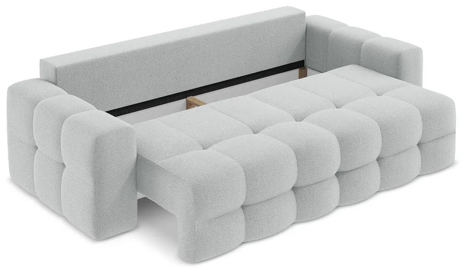 Jasnoszara rozkładana sofa z materiału bouclé 255 cm Milu – Makamii